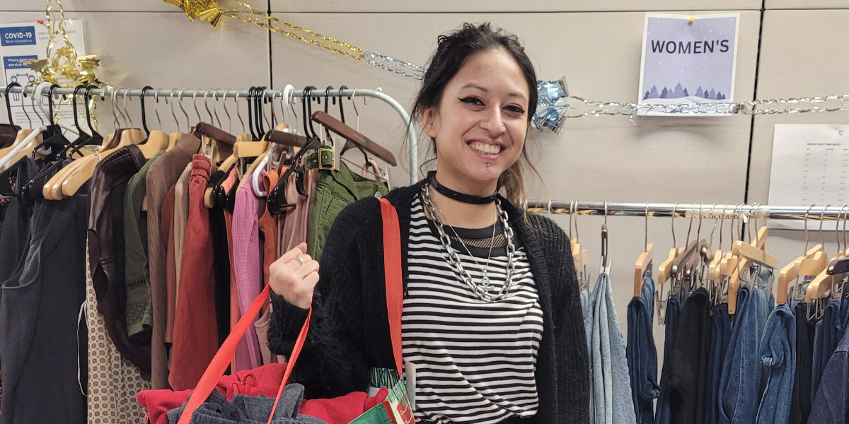 Image of youth shopping at Evergreen Christmas Market